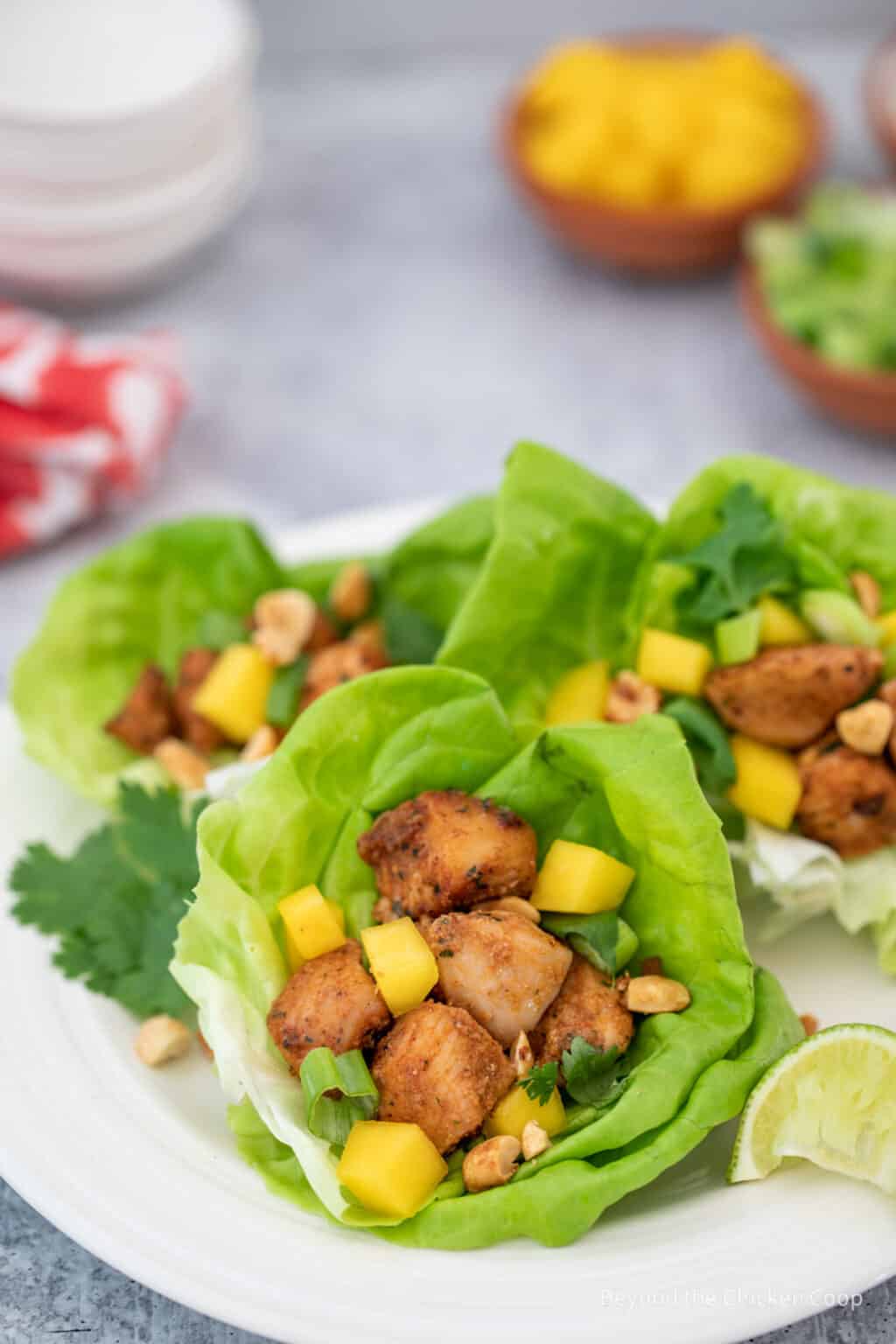 Jamaican Jerk Chicken Lettuce Wraps - Beyond The Chicken Coop