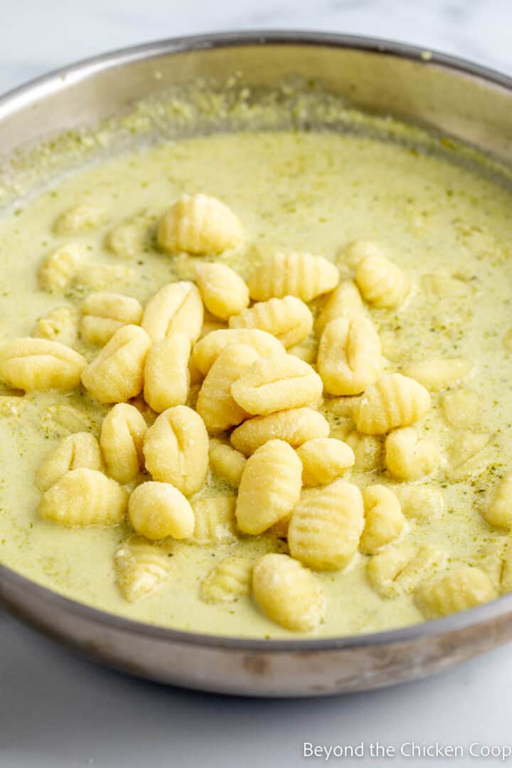 Creamy Pesto Gnocchi - Beyond The Chicken Coop